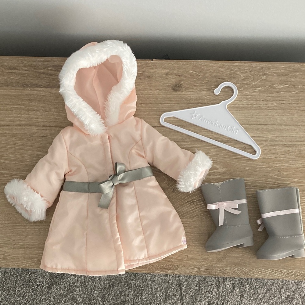 American Girl doll 2013 Pretty Pink coat set boots retired outfit